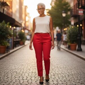 Chico's Red Slim Cropped Ankle Pants
